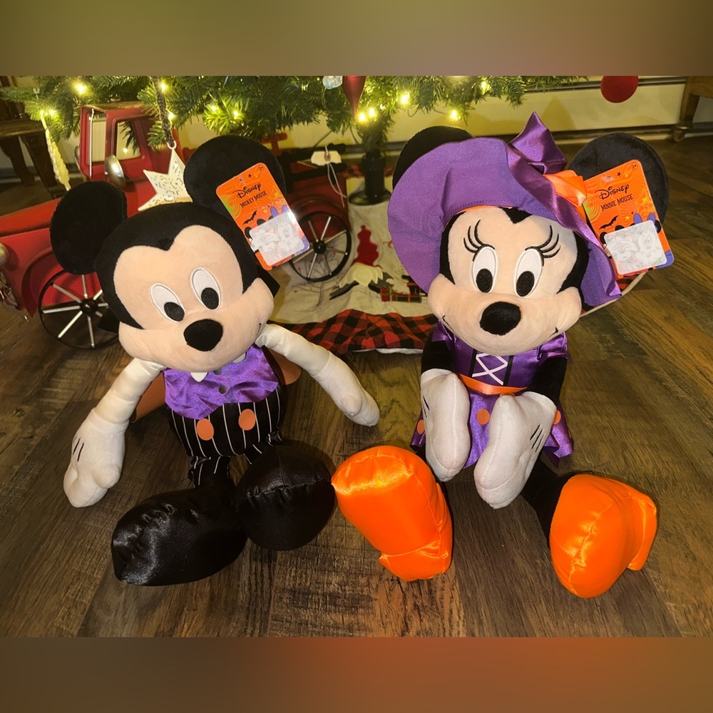 Mickey And Minnie Mouse  Plush Vampire & Witch 18” Long ~ NWT (you get both)